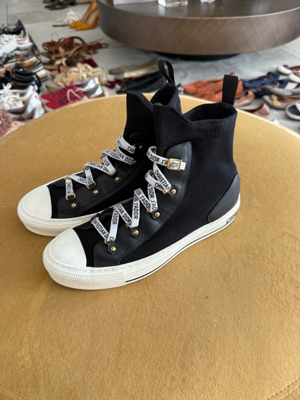 Dior Black High-Top Sneakers with Branded White Laces - Picture 4 of 10